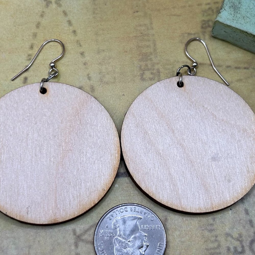 Huge Handmade Day of the Dead Skeleton With Rose Artist Earrings Round - Picture 5 of 5